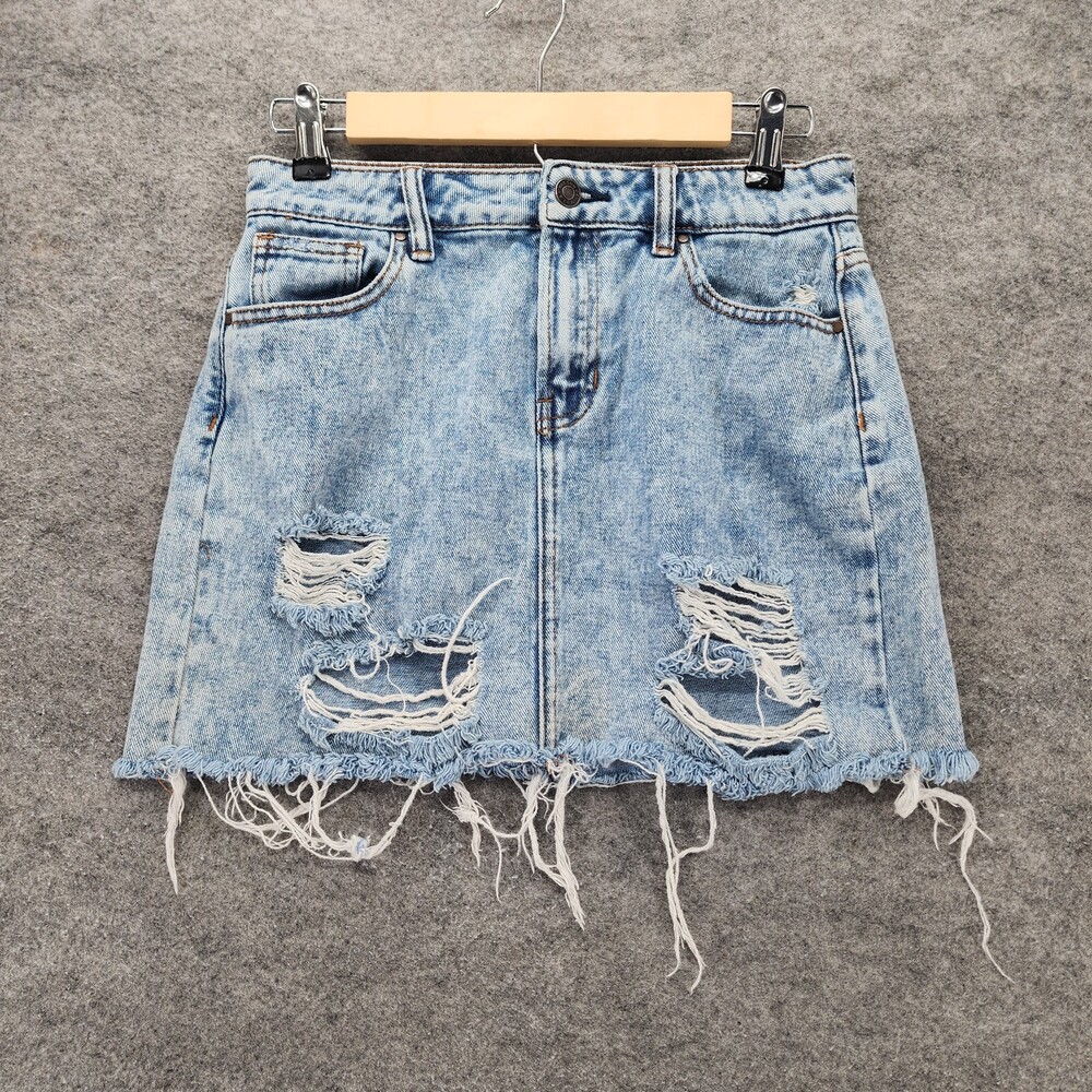 Pacsun Jean Skirt Womens 25 Distressed Blue Denim